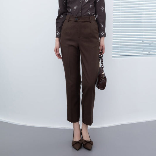 Dark Brown Straight Leg Pants - SHIMENG