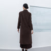 Dark Brown Wool Double Breasted Long Coat - SHIMENG