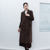 Dark Brown Wool Double Breasted Long Coat - SHIMENG