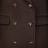 Dark Brown Wool Double Breasted Long Coat - SHIMENG