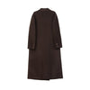 Dark Brown Wool Double Breasted Long Coat - SHIMENG