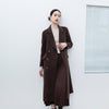 Dark Brown Wool Double Breasted Long Coat - SHIMENG