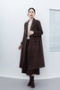 Dark Brown Wool Double Breasted Long Coat - SHIMENG