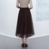 Dark Brown Yarn Midi Skirt - SHIMENG