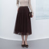 Dark Brown Yarn Midi Skirt - SHIMENG