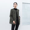 Dark Green Rhombus Pattern Coats - SHIMENG