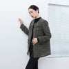 Dark Green Rhombus Pattern Coats - SHIMENG