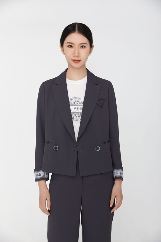 Dark Grey Casual Blazer Suit Top - SHIMENG