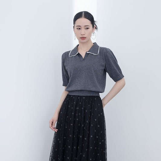 Dark Grey Short Sleeve Wool T-shirt - SHIMENG