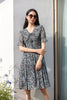 Ditsy Floral Pleated Lace Collar Midi Dresses - SHIMENG