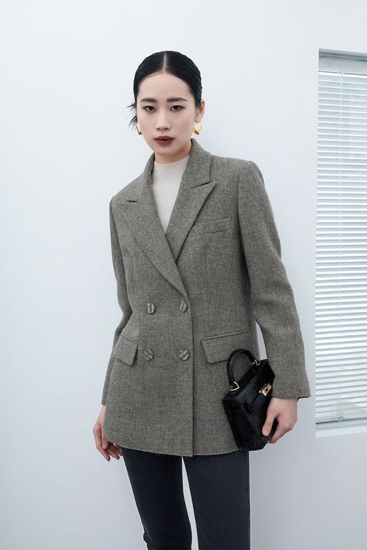 Dolphin Gray Wool Suit Blazer Cotton Lining - SHIMENG