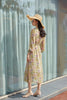 Floral High Waist Maxi Dress Long Sleeve - SHIMENG