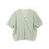 Grass Green Knitted Button Up Short Sleeve T-shirt - SHIMENG