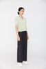 Grass Green Knitted Button Up Short Sleeve T-shirt - SHIMENG