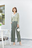 Grass Green Knitted Hollow Cardigan - SHIMENG