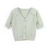 Grass Green Knitted V Neck T-shirt - SHIMENG