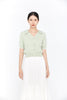 Grass Green Knitted V Neck T-shirt - SHIMENG