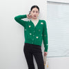 Green Heart Pattern Cardigan - SHIMENG