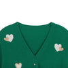 Green Heart Pattern Cardigan - SHIMENG