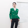 Green Heart Pattern Cardigan - SHIMENG