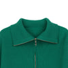 Green Knitted Wool Cardigan with Zipper - SHIMENG