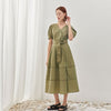 Green V Neck Maxi Dress With Belt - SHIMENG