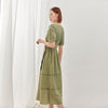 Green V Neck Maxi Dress With Belt - SHIMENG