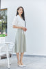 Grey Green High Waist Smooth Midi Skirt Women Girls - SHIMENG