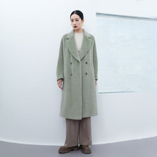 Grey Green Long Wool Coats - SHIMENG