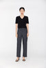 Grey Striped Folds Straight Leg Pants - SHIMENG