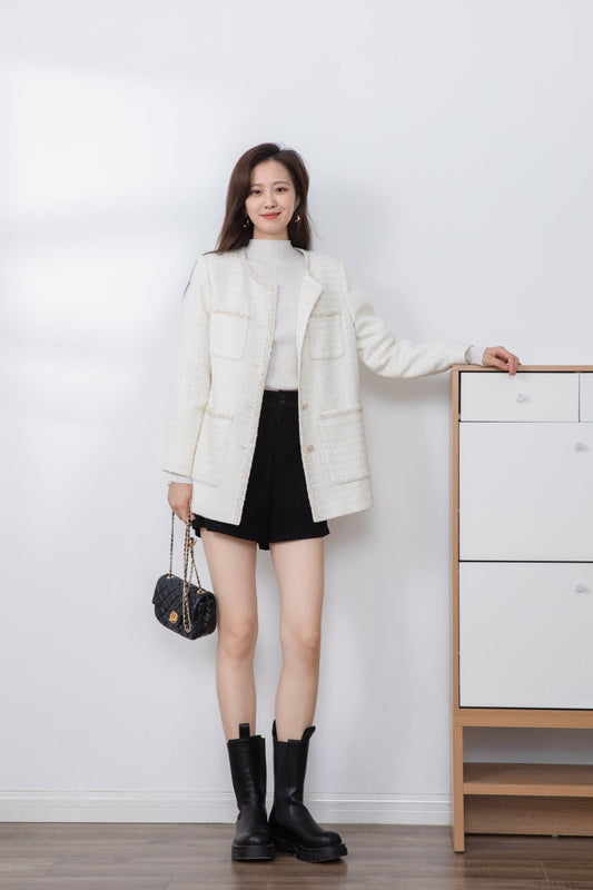 Ivory Classical Button Up Jacket - SHIMENG