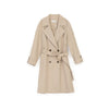 Khaki Double Breasted Collar Belted Trench Coat - SHIMENG