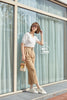 Khaki Grey Crop Harem Pants High Waist - SHIMENG