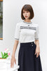 Knit Crewneck Short Sleeve Letter T-shirt - SHIMENG