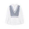 Knit Vest Fake Two-Piece Shirt - SHIMENG