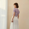 Lavender Butterfly Puff Sleeve T-shirt - SHIMENG