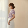 Lavender Butterfly Puff Sleeve T-shirt - SHIMENG