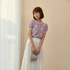 Lavender Butterfly Puff Sleeve T-shirt - SHIMENG