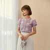 Lavender Butterfly Puff Sleeve T-shirt - SHIMENG