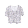 Lavender Ditsy Floral Puff Sleeve T-shirt - SHIMENG