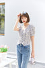 Lavender Ditsy Floral Puff Sleeve T-shirt - SHIMENG