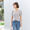 Lavender Ditsy Floral Puff Sleeve T-shirt - SHIMENG