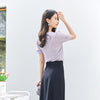 Lavender Knitted Hollow T-shirt - SHIMENG