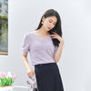 Lavender Knitted Hollow T-shirt - SHIMENG