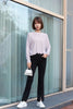 Lavender Long Sleeve Crew Neck Knitted Sweater - SHIMENG