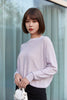 Lavender Long Sleeve Crew Neck Knitted Sweater - SHIMENG