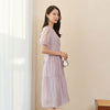 Lavender V Neck High Waist Midi Dress - SHIMENG