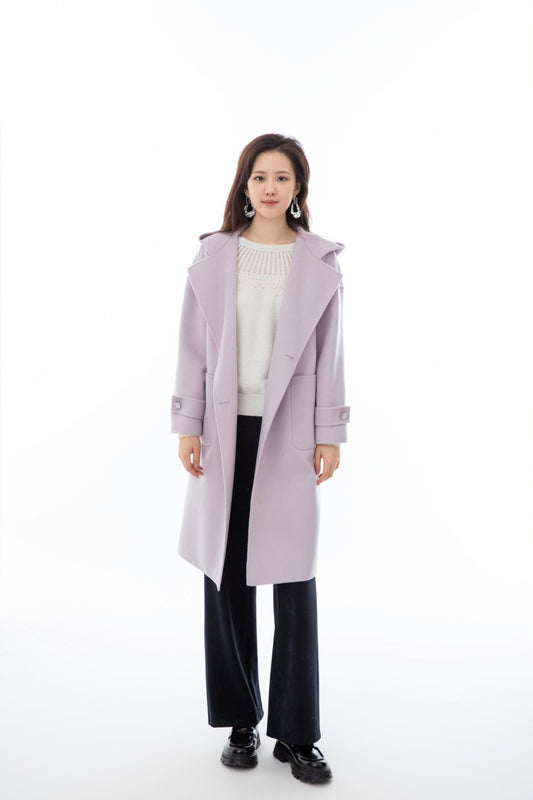 Lavender Wool Trench Coat - SHIMENG