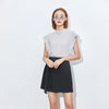 Light Grey Short Sleeve Ruff Silk T-shirt - SHIMENG