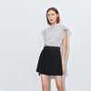 Light Grey Short Sleeve Ruff Silk T-shirt - SHIMENG